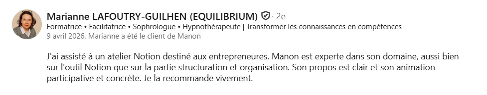 Recommandation LinkedIn de Marianne Lafoutry-Guilhen