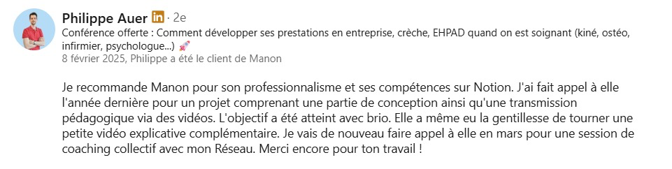 Recommandation LinkedIn de Philippe Auer