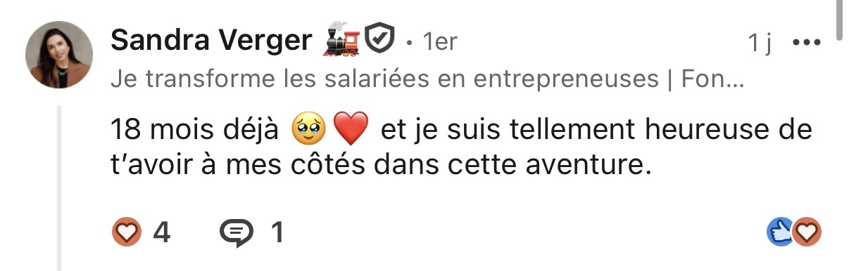 Commentaire LinkedIn de Sandra Verger