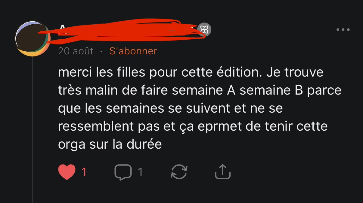 Commentaire reçu sur la newsletter En Tandem